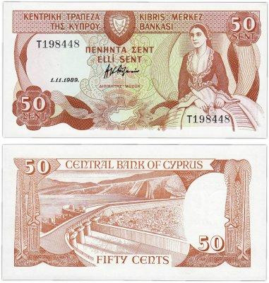 Кипр / Cyprus 50 Сent 1989 Pick 52 UNC Полтава - изображение 1
