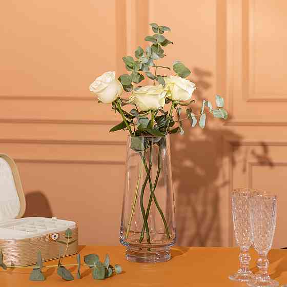 Декоративная стеклянная ваза для цветов 21 см Киев