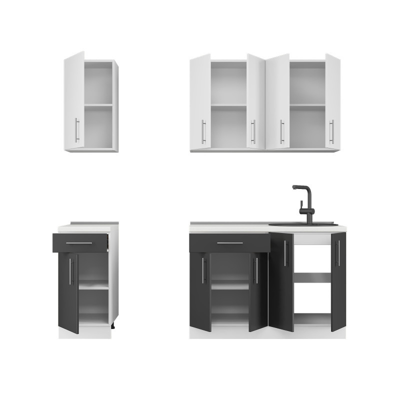 Кухня модульна Эверест Оптима набор №4 Нимфея альба+Антрацит 2,2 м (без столешницы) (DTM-5707) Львов - изображение 3