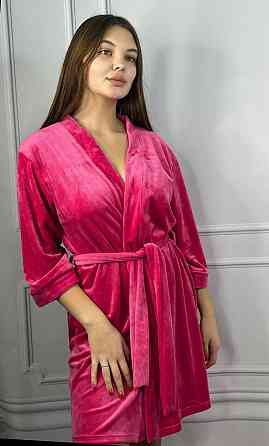 Халат жіночий плюш велюр під пояс Малиновий S Харків