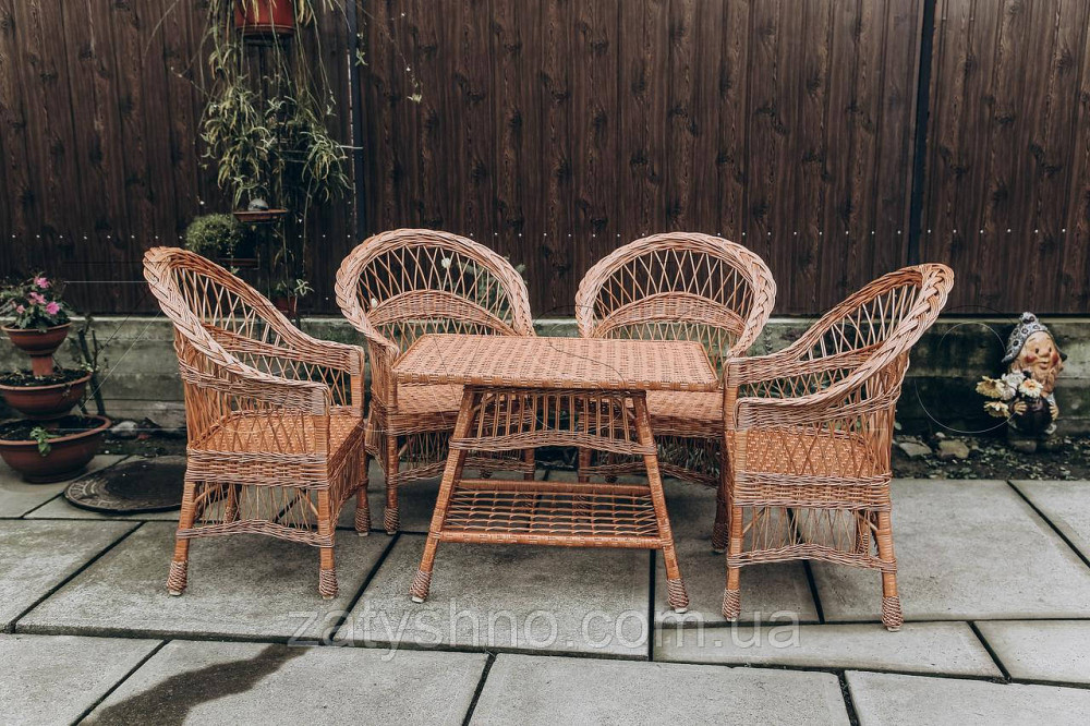 Крісла та стіл плетені з лози | крісла плетені із лози  | плетені столики крісла Київ - фото 1