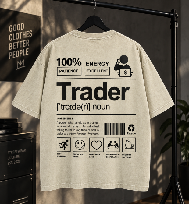 Футболка оверсайз Trader з принтом для трейдера XXL, Бежевий Чернівці - фото 1