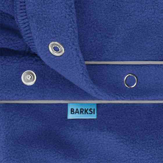 Кофта флісова для собак тепла Barksi Textile світловідбиваюча з високим горлом чорна з синім Одеса