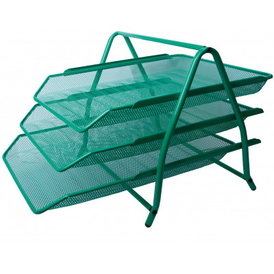 Лоток для паперів Buromax горизонтальний 3 в 1, металевий, зелений (BM.6252-04) Вінниця - фото 1