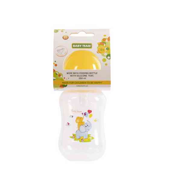 Пляшечка для годування з широким горлом та силіконовою соскою 1002 жовтий 250 мл Вінниця