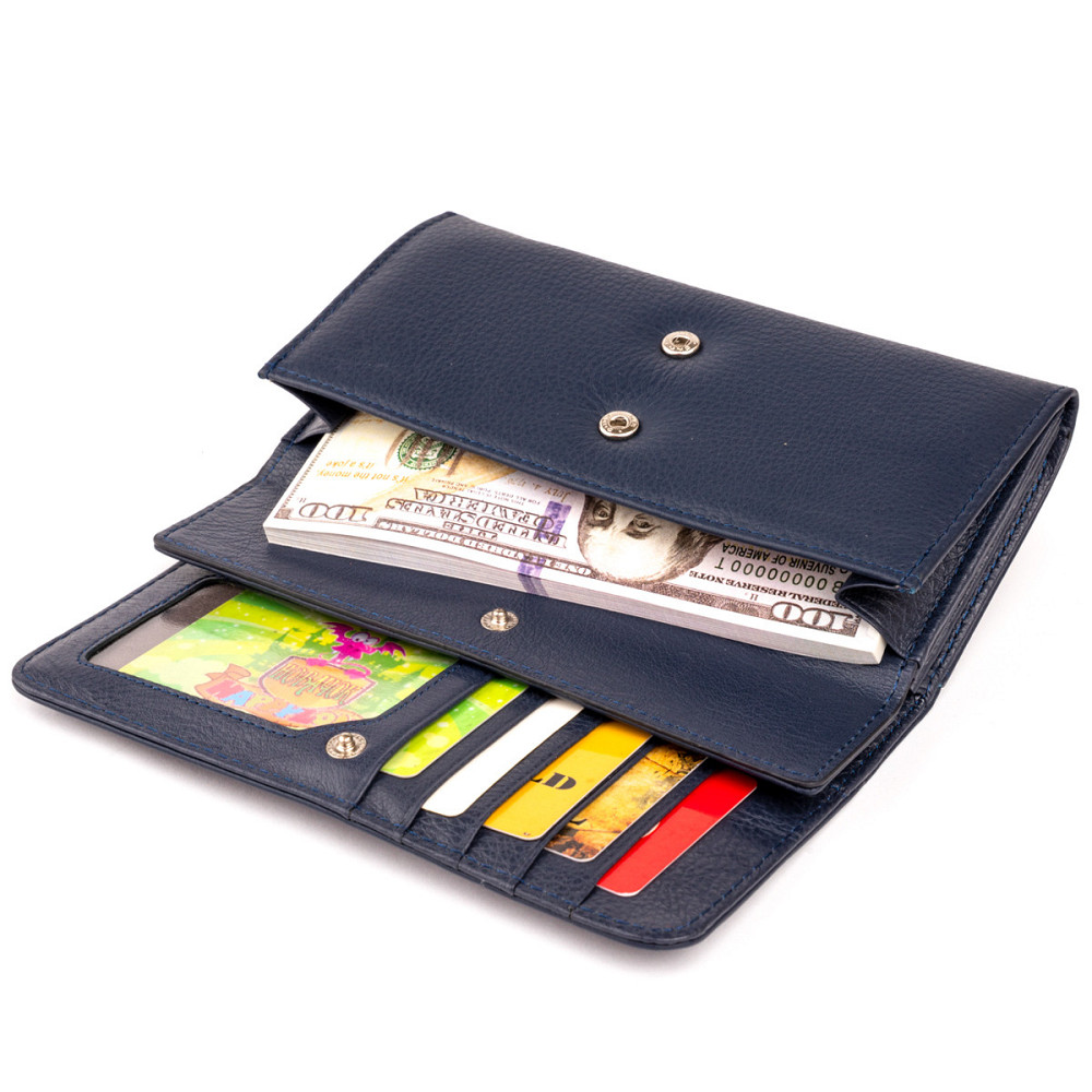 Кошелек кожаный в два сложения женский ST Leather 19291 Синий Киев - изображение 8