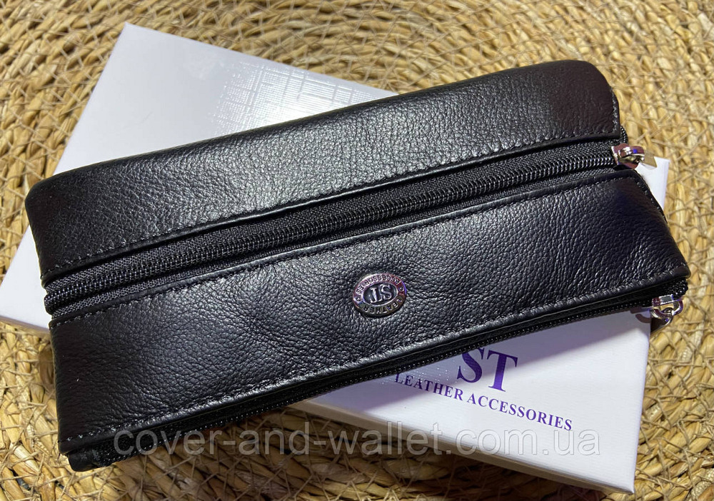 Вместительная кожаная ключница с карабинами под каждый ключ черного цвета ST 450 Киев - изображение 8