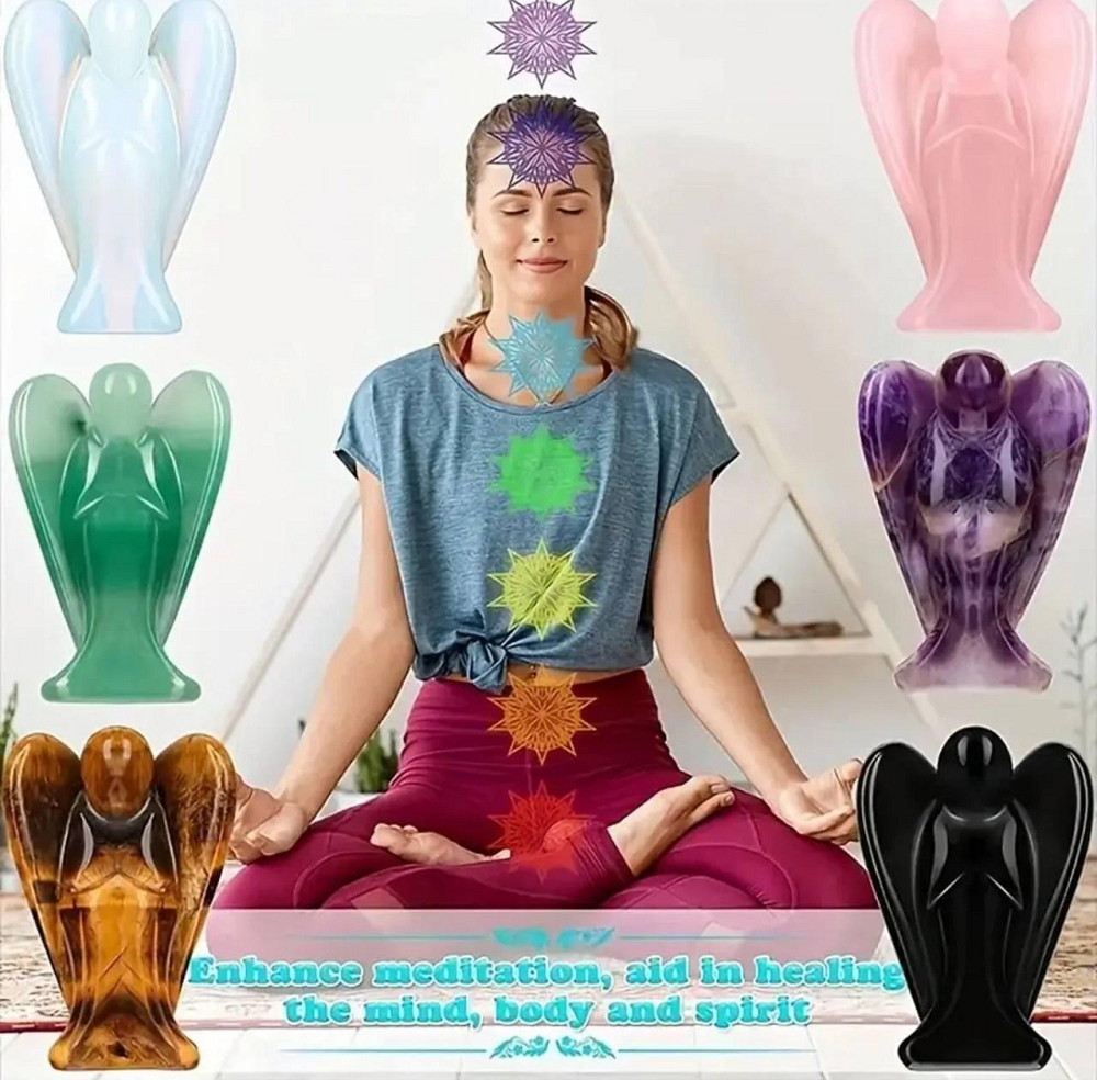 Мини-фигурка хрустального ангела из натурального камня опал 25*18 мм Киев - изображение 3