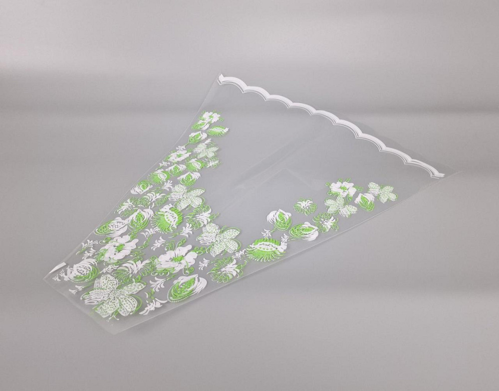 Упаковка конус под цветы h60/14низ/56верх(100шт) Салатовые цветы 170 (3) (100 шт) Харьков - изображение 1