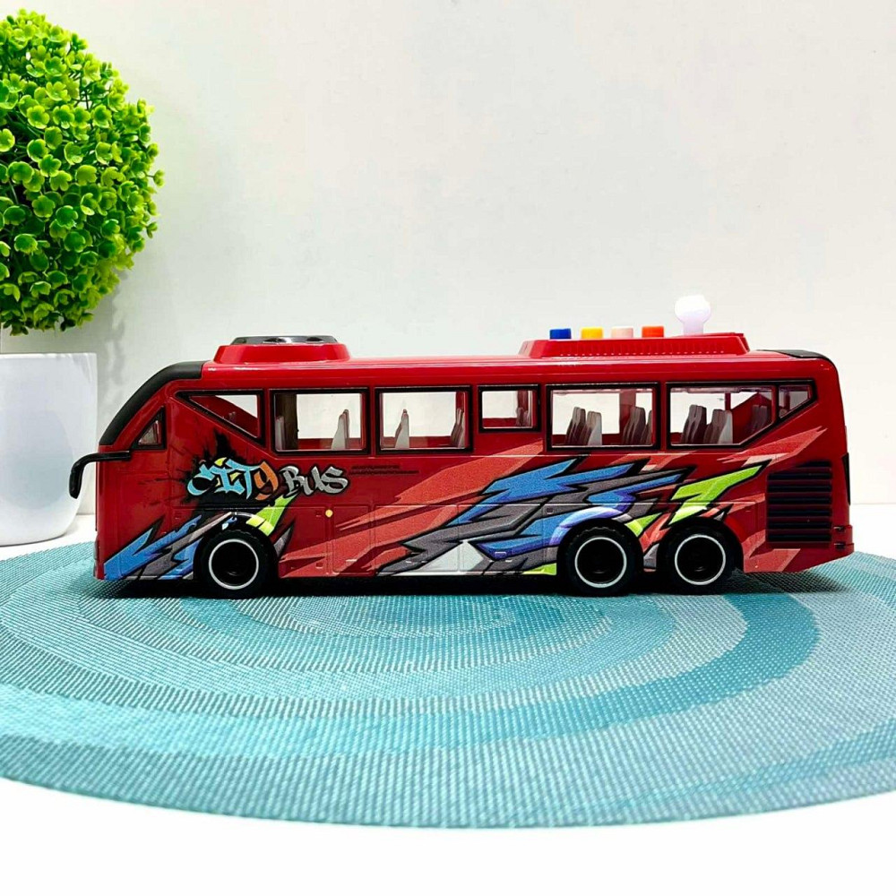 Автобус з інерцією підсвічуванням та звуком відкриваються двері 27см Червоний (JS162BC) Чернігів - фото 5