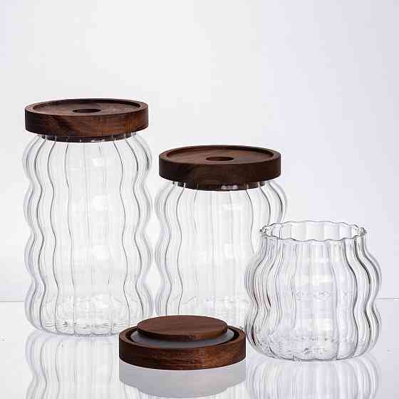 Yiwu Набір банок для зберігання з бамбуковими кришками 400/600/800 мл 64486-13 Коломыя