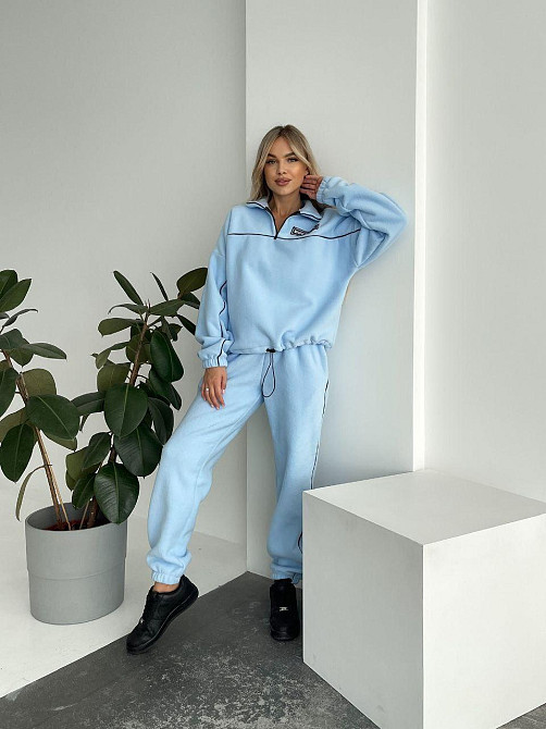 Жіночий флісовий жіночий костюм-оверсайз турецький фліс Блакитний, 46/48 Одеса - фото 1