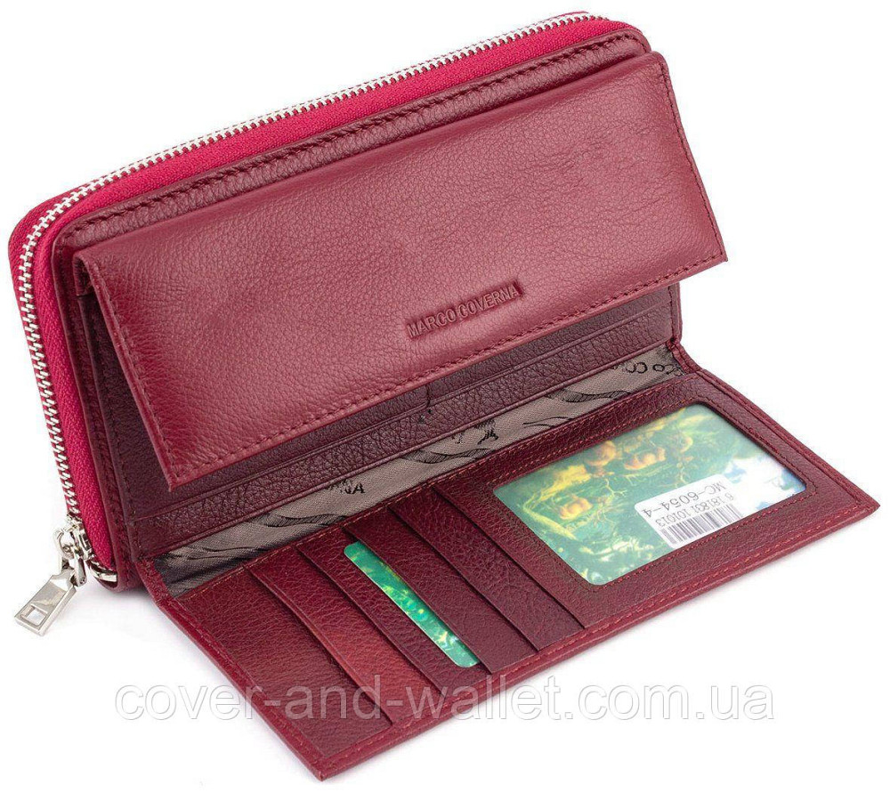 Бордовий жіночий гаманець на блискавці на багато карток Marco Coverna MC 6054 Київ - фото 1