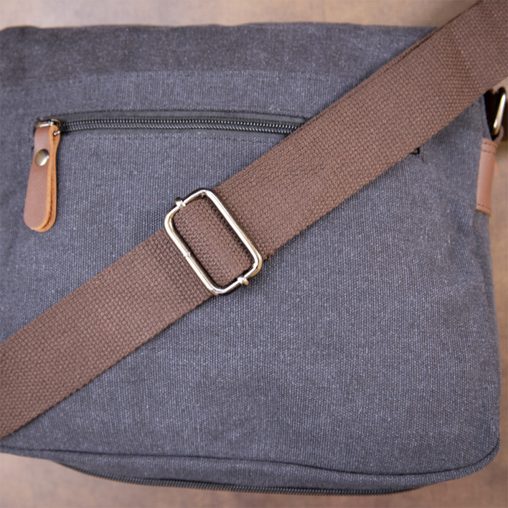 Сумка почтальонка текстильна Чорна (Vintage) Київ - фото 4