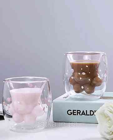Піала з подвійним дном Olens "Рожева лампа" 250 мл прозора з малюнком Київ