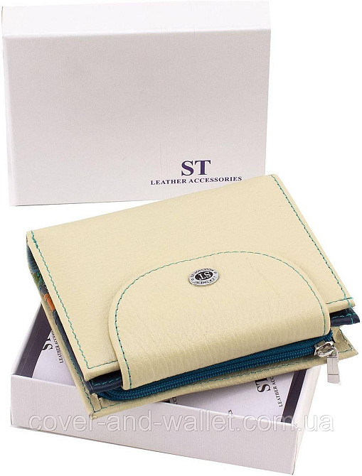 Женский кошелек из натуральной кожи молочного цвета на магнитной застежке ST Leather Киев - изображение 9
