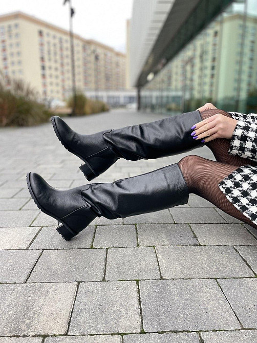 Valiente Чоботи жіночі VALIENTE чорні натуральна шкіра висота 43см обхват 38см размеры 36р. 38р Коломыя - изображение 6