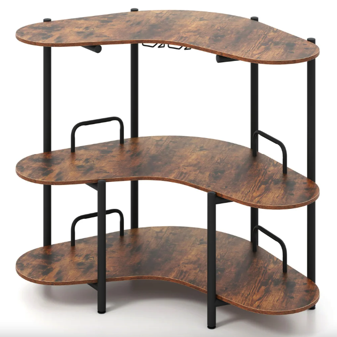 Барний стіл фуршетний Costway Wise з полицями кутовий Киев - изображение 8