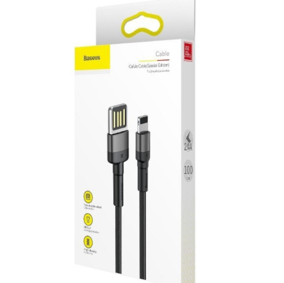 Кабель USB Lightning BASEUS CALKLF-GG1 Cafule 2,4A 1м сірий/чорний Житомир