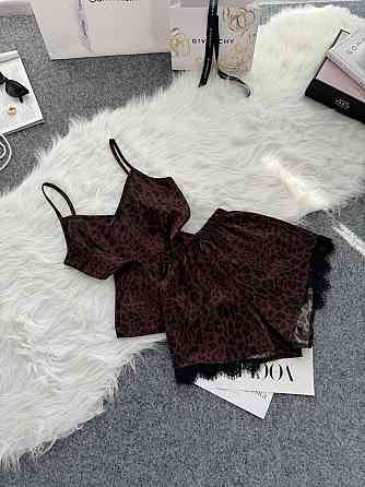 Женская базовая повседневная домашняя шелковая пижама с кружевом Шоколад, 42/44 Одесса