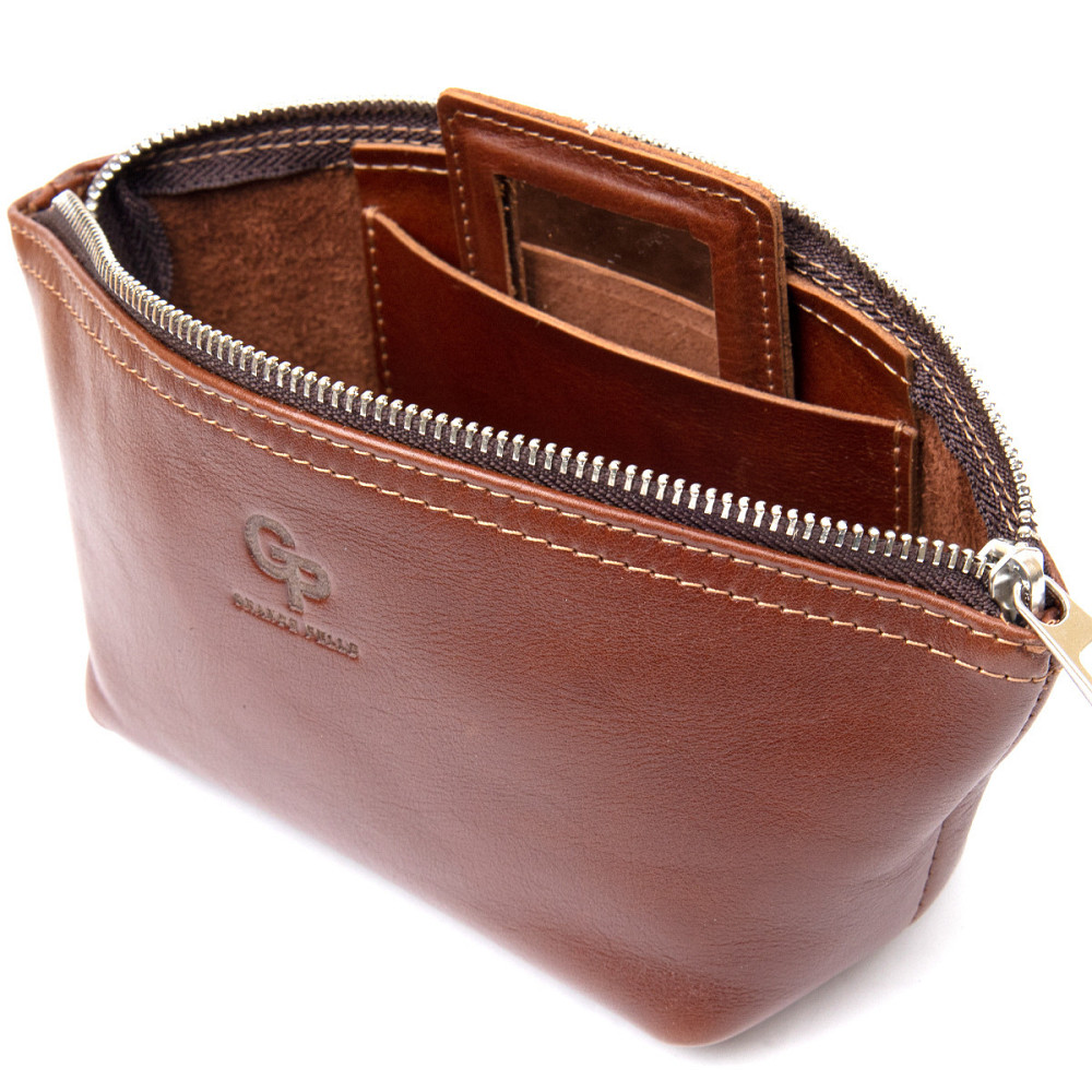 Женская косметичка из натуральной кожи GRANDE PELLE 11510 Коричневый Киев - изображение 4