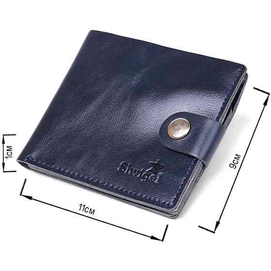 Шкіряне компактне портмоне Shvigel 16444 Синій Київ