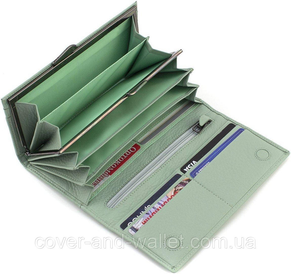 Элитный женский кошелек из натуральной кожи мятного цвета Marco Coverna W 001 Light Green Киев - изображение 6