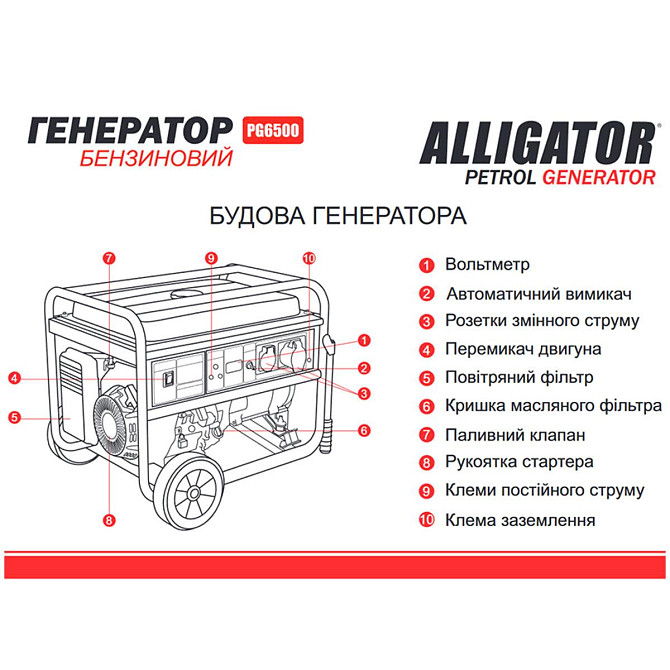 Генератор Alligator бензиновый 5,5кВт (ном 5,0 кВт) Днепр - изображение 3