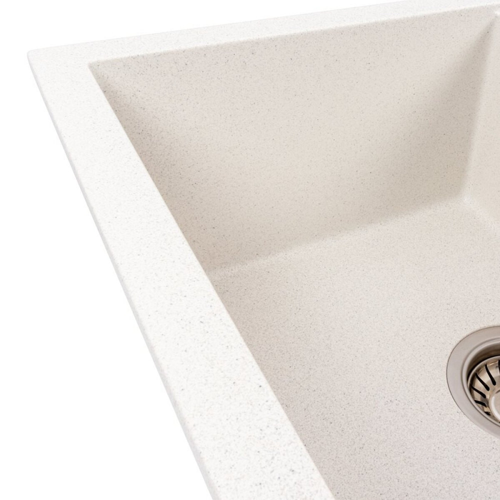 Гранітна мийка VALESO 5850 REYNA матова Біла в крапку Коломыя - изображение 5