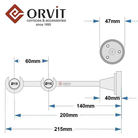 Тримач Orvit ВІДКРИТИЙ дворядний до стіни 19\16 мм ОНІКС Львов