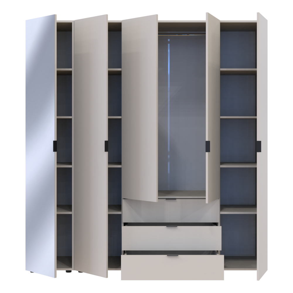 Комплект шкафов для одежды Doros Гелар (2 шт.) 194х49,5х203,4 см Зеркало/Кашемир (DRS-011260) Львов - изображение 4