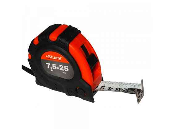 Рулетка 7,5м Х 25мм 2х сторонняя шкала и зацеп, магнит Sturm! 3100103 (читать описание) Ровно