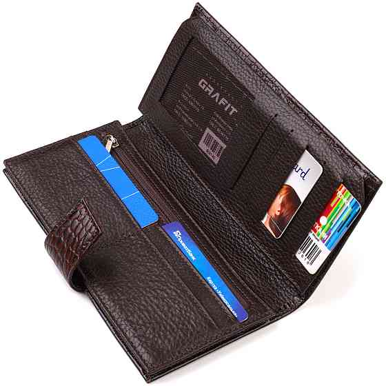 Стильний гаманець для чоловіків з натуральної шкіри з тисненням під крокодила CANPELLINI 21915 Коричневий Київ