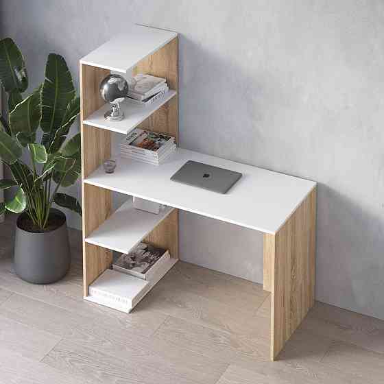 Комп’ютерний стіл VAYS M-16, письмовий з боковим стелажем зліва, ЛДСП, 120×60×148 см - для дому, навчання, офісу Львів