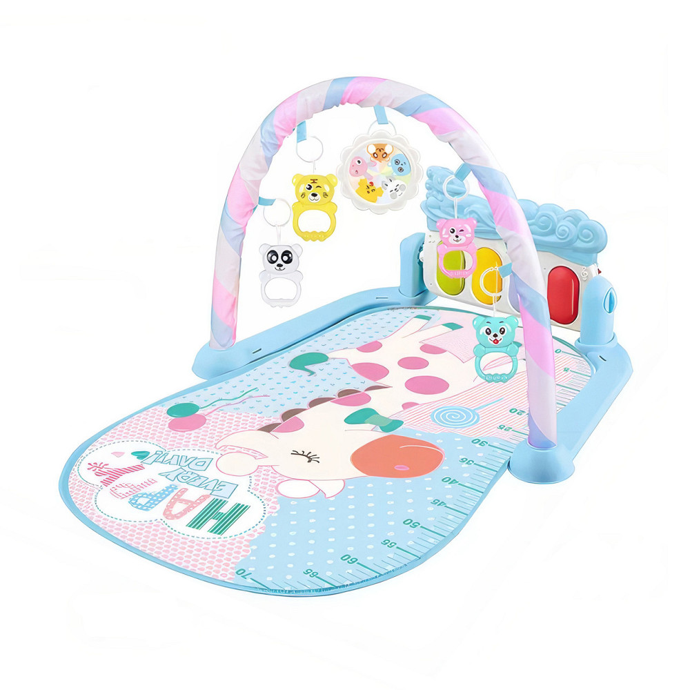 Ігровий килимок для дітей з музичним піаніно, іграшками, шкалою росту, блакитного кольору, принт корова Кам'янець-Подільський - фото 2