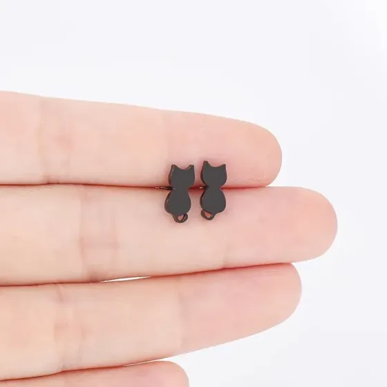 Серьги-гвоздики «Кошки» — набор 3 пары (нержавеющая сталь) Киев