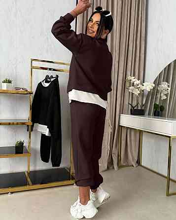 Женский прогулочный костюм двойка: кофта и штаны двунитка Шоколадный, 46/48 Одесса