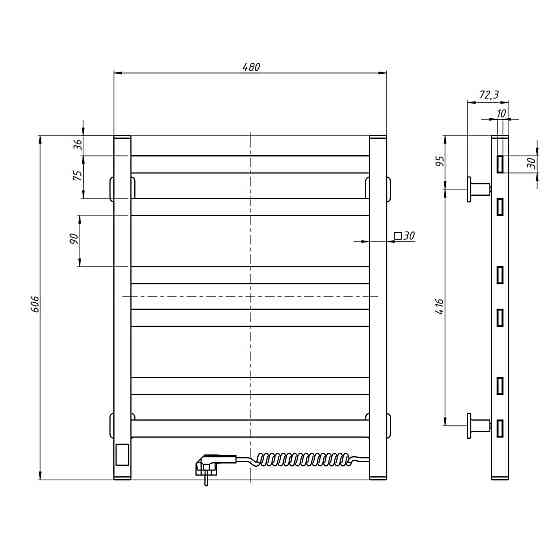 Рушникосушарка електрична NAVIN Авангард 480х600 Sensor з таймером, чорна Київ