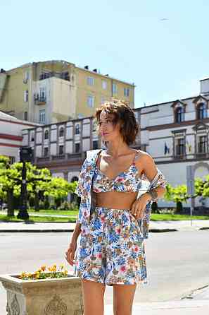 Жіночий літній костюм з бавовни «Valencia»Сині Квіти M-L Харків