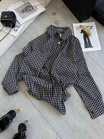 Женская оверсайз рубашка в мелкую клетку костюмный тиар Одесса