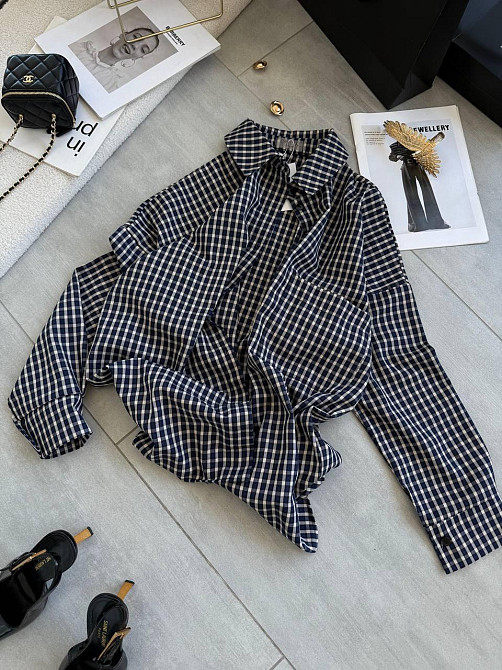 Жіноча оверсайз сорочка у мілку клітинку костюмний тіар Одеса - фото 3