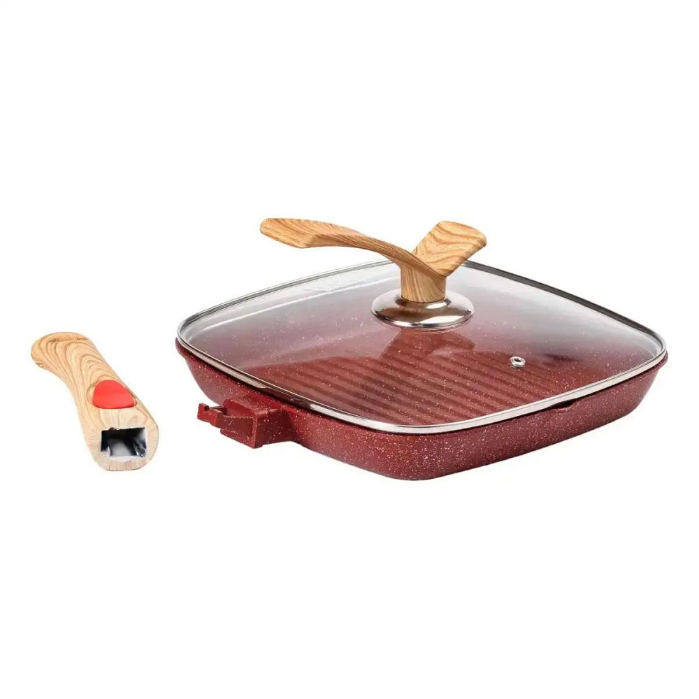 Сковорода-гриль 24 см с крышкой Square Red Киев - изображение 4