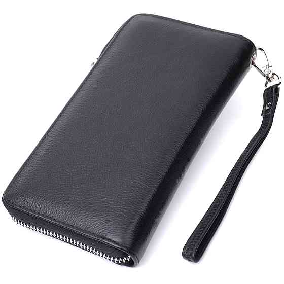 Красивый клатч унисекс на одно отделение из натуральной кожи Черный (ST Leather) Киев