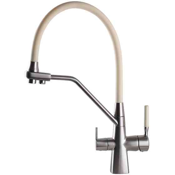 Змішувач для кухні під осмос Globus Lux GLLR-0700-L-08-06 гофрований  на гайці латунь, Сталь-Бежевий Тернопіль