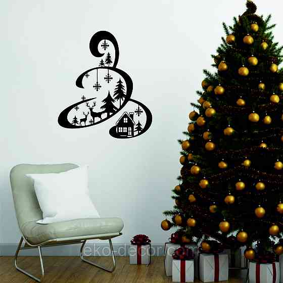 Декоративное настенное Панно «Новый год», Декор на стену 70*61 см, Чёрный Киев