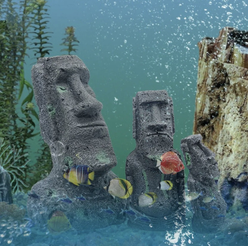 Декор для акваріума Статуя острова Пасхи 175 на 75 на 55 сірий Київ - фото 1