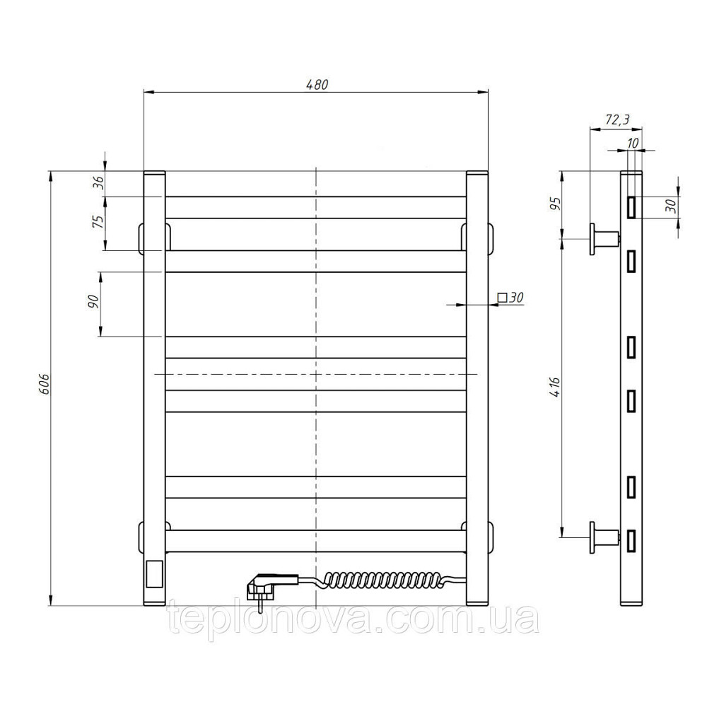 Полотенцесушитель Авангард 480х600 Sensor левый с таймером, чёрный муар Черновцы - изображение 4