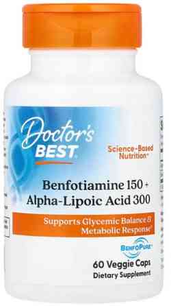 Альфа-липоевая кислота + Бенфотиамин Doctor's Best  Alpha-Lipoic Acid + Benfotiamine 300/150 мг 60 капс Киев