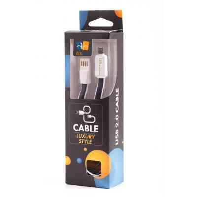 Дата кабель USB 2.0 AM to Micro 5P 1.0m 1,2A LED плоский (Black) Drobak (218762) Винница