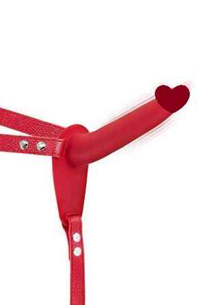 Страпон с вибрацией Fetish Tentation Vibrating Strap-On with Dildo Red Sex Aura Киев